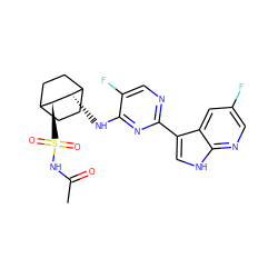 CC(=O)NS(=O)(=O)[C@H]1C2CCC(CC2)[C@@H]1Nc1nc(-c2c[nH]c3ncc(F)cc23)ncc1F ZINC000299854603