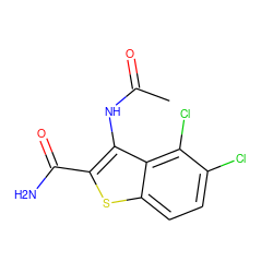 CC(=O)Nc1c(C(N)=O)sc2ccc(Cl)c(Cl)c12 ZINC000063298597