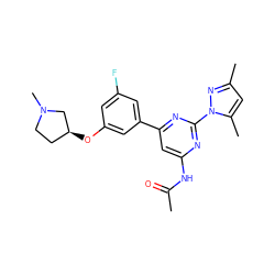 CC(=O)Nc1cc(-c2cc(F)cc(O[C@H]3CCN(C)C3)c2)nc(-n2nc(C)cc2C)n1 ZINC000040896184