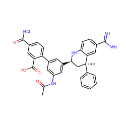 CC(=O)Nc1cc(-c2ccc(C(N)=O)cc2C(=O)O)cc([C@@H]2C[C@](C)(c3ccccc3)c3cc(C(=N)N)ccc3N2)c1 ZINC000103241008