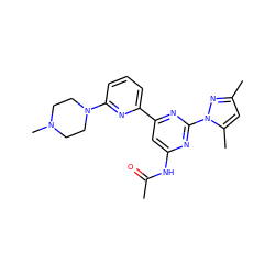 CC(=O)Nc1cc(-c2cccc(N3CCN(C)CC3)n2)nc(-n2nc(C)cc2C)n1 ZINC000040423793