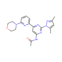 CC(=O)Nc1cc(-c2cccc(N3CCOCC3)n2)nc(-n2nc(C)cc2C)n1 ZINC000042888038