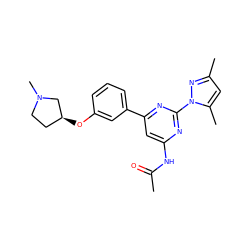 CC(=O)Nc1cc(-c2cccc(O[C@H]3CCN(C)C3)c2)nc(-n2nc(C)cc2C)n1 ZINC000040394635