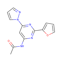 CC(=O)Nc1cc(-n2cccn2)nc(-c2ccco2)n1 ZINC000028966064