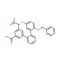 CC(=O)Nc1cc(C(=O)O)cc(-c2ccccc2-c2cc(Cl)ccc2OCc2ccccc2)c1 ZINC000036413260