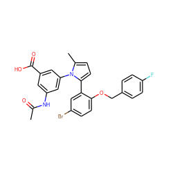 CC(=O)Nc1cc(C(=O)O)cc(-n2c(C)ccc2-c2cc(Br)ccc2OCc2ccc(F)cc2)c1 ZINC000028819039