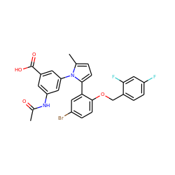 CC(=O)Nc1cc(C(=O)O)cc(-n2c(C)ccc2-c2cc(Br)ccc2OCc2ccc(F)cc2F)c1 ZINC000028819040