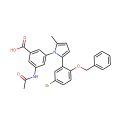 CC(=O)Nc1cc(C(=O)O)cc(-n2c(C)ccc2-c2cc(Br)ccc2OCc2ccccc2)c1 ZINC000028819037