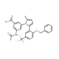 CC(=O)Nc1cc(C(=O)O)cc(-n2c(C)ccc2-c2cc(C(F)(F)F)ccc2OCc2ccccc2)c1 ZINC000028819044