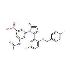 CC(=O)Nc1cc(C(=O)O)cc(-n2c(C)ccc2-c2cc(F)ccc2OCc2ccc(F)cc2)c1 ZINC000028819031