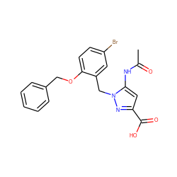 CC(=O)Nc1cc(C(=O)O)nn1Cc1cc(Br)ccc1OCc1ccccc1 ZINC000040567295