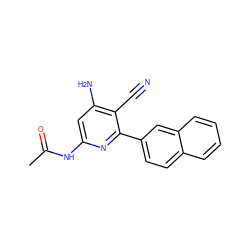 CC(=O)Nc1cc(N)c(C#N)c(-c2ccc3ccccc3c2)n1 ZINC000063539333