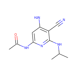 CC(=O)Nc1cc(N)c(C#N)c(NC(C)C)n1 ZINC000014960191