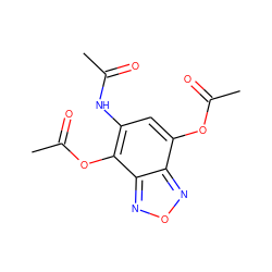 CC(=O)Nc1cc(OC(C)=O)c2nonc2c1OC(C)=O ZINC000000368832