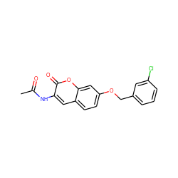 CC(=O)Nc1cc2ccc(OCc3cccc(Cl)c3)cc2oc1=O ZINC000103271085