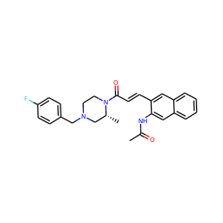 CC(=O)Nc1cc2ccccc2cc1/C=C/C(=O)N1CCN(Cc2ccc(F)cc2)C[C@H]1C ZINC000028530934