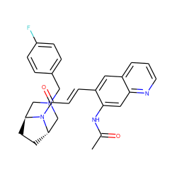 CC(=O)Nc1cc2ncccc2cc1/C=C/C(=O)N1[C@H]2CC[C@H]1CN(Cc1ccc(F)cc1)C2 ZINC000101035035