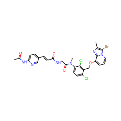 CC(=O)Nc1ccc(/C=C/C(=O)NCC(=O)N(C)c2ccc(Cl)c(COc3cccn4c(Br)c(C)nc34)c2Cl)cn1 ZINC000027320982