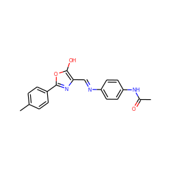 CC(=O)Nc1ccc(/N=C/c2nc(-c3ccc(C)cc3)oc2O)cc1 ZINC000101871676