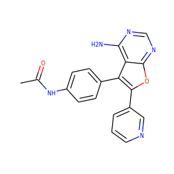 CC(=O)Nc1ccc(-c2c(-c3cccnc3)oc3ncnc(N)c23)cc1 ZINC000029129084