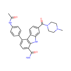 CC(=O)Nc1ccc(-c2ccc(C(N)=O)c3[nH]c4cc(C(=O)N5CCN(C)CC5)ccc4c23)cc1 ZINC000473126347