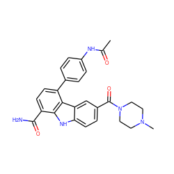 CC(=O)Nc1ccc(-c2ccc(C(N)=O)c3[nH]c4ccc(C(=O)N5CCN(C)CC5)cc4c23)cc1 ZINC000473123188