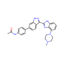 CC(=O)Nc1ccc(-c2ccc3c(-c4nc5c(N6CCN(C)CC6)cccc5[nH]4)n[nH]c3c2)cc1 ZINC000040913629