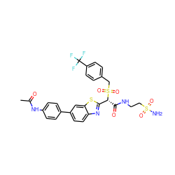 CC(=O)Nc1ccc(-c2ccc3nc([C@@H](C(=O)NCCS(N)(=O)=O)S(=O)(=O)Cc4ccc(C(F)(F)F)cc4)sc3c2)cc1 ZINC000222077830