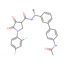 CC(=O)Nc1ccc(-c2cccc([C@@H](C)NC(=O)C3CN(c4ccc(F)cc4F)C(=O)C3=O)c2)cc1 ZINC000141922564