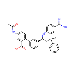 CC(=O)Nc1ccc(-c2cccc([C@@H]3C[C@](C)(c4ccccc4)c4cc(C(=N)N)ccc4N3)c2)c(C(=O)O)c1 ZINC000103240981