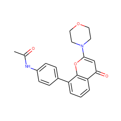 CC(=O)Nc1ccc(-c2cccc3c(=O)cc(N4CCOCC4)oc23)cc1 ZINC000013677259