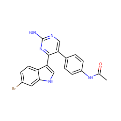 CC(=O)Nc1ccc(-c2cnc(N)nc2-c2c[nH]c3cc(Br)ccc23)cc1 ZINC000072109292