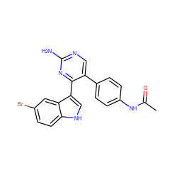 CC(=O)Nc1ccc(-c2cnc(N)nc2-c2c[nH]c3ccc(Br)cc23)cc1 ZINC000072109291