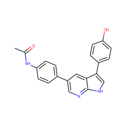 CC(=O)Nc1ccc(-c2cnc3[nH]cc(-c4ccc(O)cc4)c3c2)cc1 ZINC001772579383