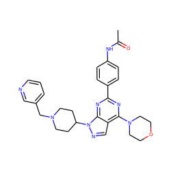 CC(=O)Nc1ccc(-c2nc(N3CCOCC3)c3cnn(C4CCN(Cc5cccnc5)CC4)c3n2)cc1 ZINC000043070530