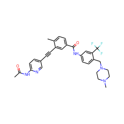 CC(=O)Nc1ccc(C#Cc2cc(C(=O)Nc3ccc(CN4CCN(C)CC4)c(C(F)(F)F)c3)ccc2C)cn1 ZINC000071296101