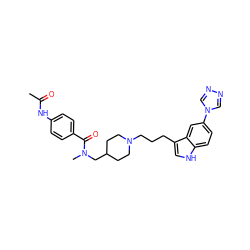 CC(=O)Nc1ccc(C(=O)N(C)CC2CCN(CCCc3c[nH]c4ccc(-n5cnnc5)cc34)CC2)cc1 ZINC000013802598