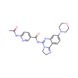 CC(=O)Nc1ccc(C(=O)NC2=Nc3cc(N4CCOCC4)ccc3C3=NCCN23)cn1 ZINC000038560491