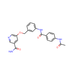 CC(=O)Nc1ccc(C(=O)Nc2cccc(COc3cncc(C(N)=O)c3)c2)cc1 ZINC000653866713