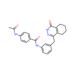 CC(=O)Nc1ccc(C(=O)Nc2cccc(Cc3n[nH]c(=O)c4c3CCCC4)c2)cc1 ZINC000168311041