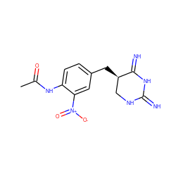 CC(=O)Nc1ccc(C[C@@H]2CNC(=N)NC2=N)cc1[N+](=O)[O-] ZINC000013757720