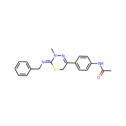 CC(=O)Nc1ccc(C2=NN(C)/C(=N/Cc3ccccc3)SC2)cc1 ZINC000101500458