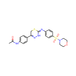 CC(=O)Nc1ccc(C2=NN/C(=N\c3ccc(S(=O)(=O)N4CCOCC4)cc3)SC2)cc1 ZINC000009490919