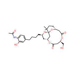 CC(=O)Nc1ccc(CCCC[C@@H]2C[C@@H]3C[C@@]4(O[C@H](CCC4(C)C)CC(=O)O[C@@H](CO)CC(=O)O3)O2)cc1O ZINC000096910111