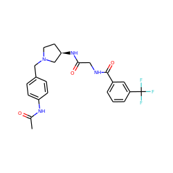 CC(=O)Nc1ccc(CN2CC[C@@H](NC(=O)CNC(=O)c3cccc(C(F)(F)F)c3)C2)cc1 ZINC000003940238