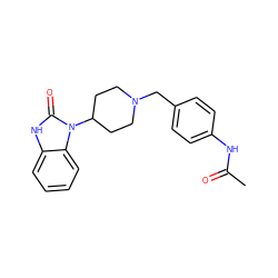 CC(=O)Nc1ccc(CN2CCC(n3c(=O)[nH]c4ccccc43)CC2)cc1 ZINC000121801487