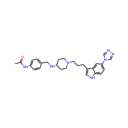 CC(=O)Nc1ccc(CNC2CCN(CCCc3c[nH]c4ccc(-n5cnnc5)cc34)CC2)cc1 ZINC000013802476