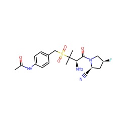 CC(=O)Nc1ccc(CS(=O)(=O)C(C)(C)[C@H](N)C(=O)N2C[C@@H](F)C[C@H]2C#N)cc1 ZINC000028567821