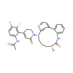 CC(=O)Nc1ccc(Cl)c(F)c1C1=CC(=O)N([C@H]2CCC[C@@H](C)C(=O)Nc3ccccc3-c3ccnc2c3)CC1 ZINC000220119133