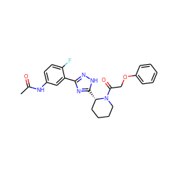 CC(=O)Nc1ccc(F)c(-c2n[nH]c([C@H]3CCCCN3C(=O)COc3ccccc3)n2)c1 ZINC000143943311